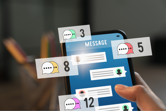 image of a phone with messages popping up all around it, confusing the user.