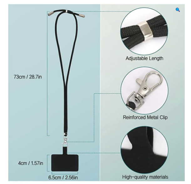 BigPurplePhone phone lanyard with adjustable length, reinforced metal clip, and high-quality materials—ideal for seniors.