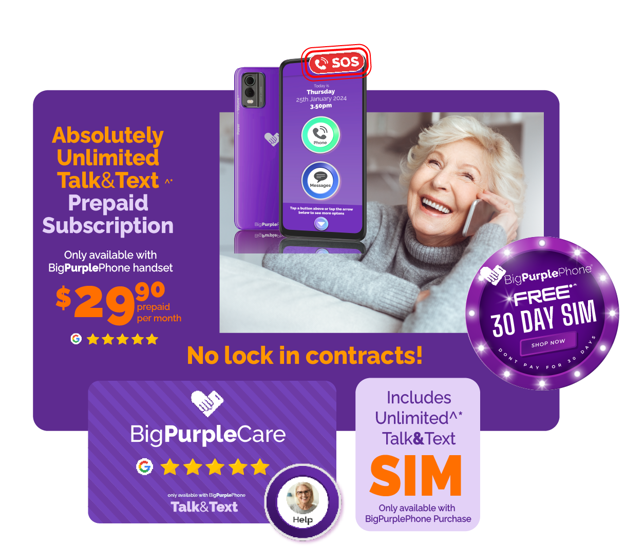 BigPurplePhone Talk&Text $29.90 Monthly Prepaid Subscription