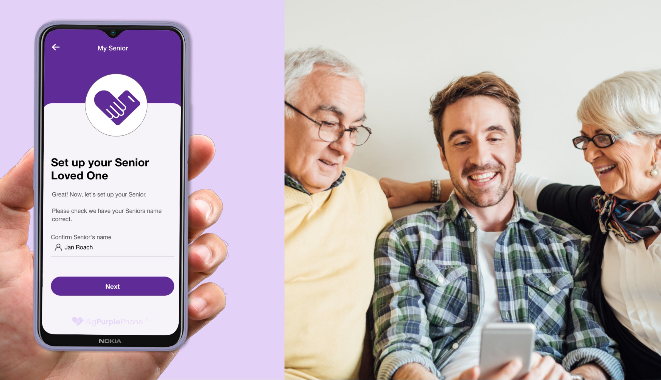 BigPurplePhone App for extra security of the Family&Friends network